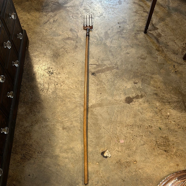 Small Garden Fork on Long Handle, Red
