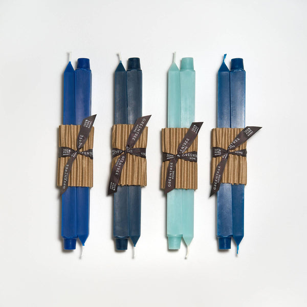 12" Square Taper Handmade Beeswax Candles: Celadon