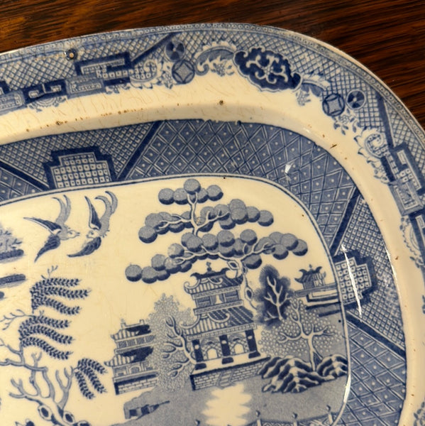 Small Blue Willow Platter, Staffordshire