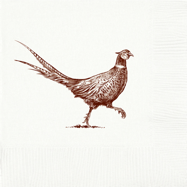 Pheasant Strut White Cocktail Napkins