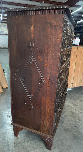 Fabulous Tall Carved Oak Chest