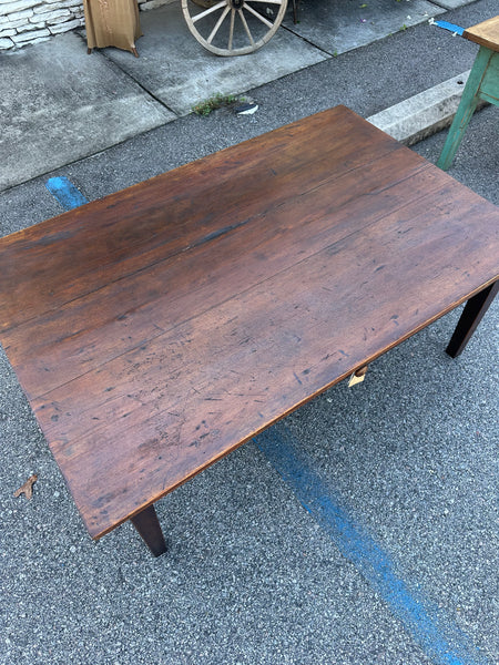 French Walnut Country Table with One-Drawer, Reduced in Height