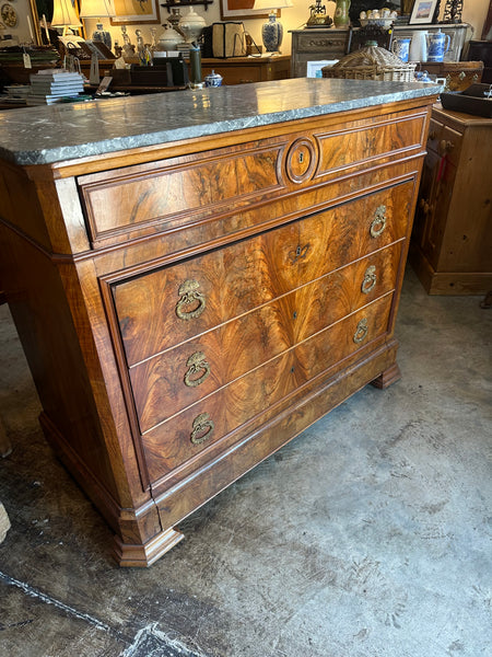 Walnut Marble Top Commode