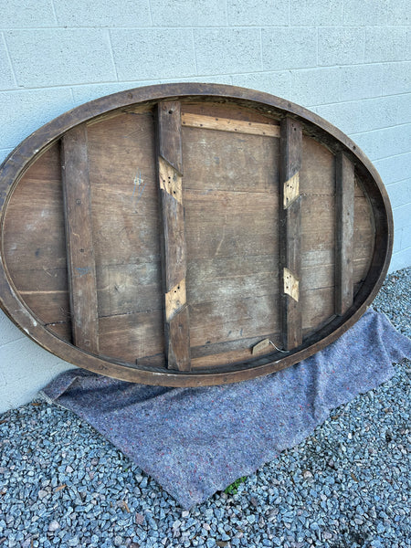 French Oak Carved Pedestal Base Oval Table