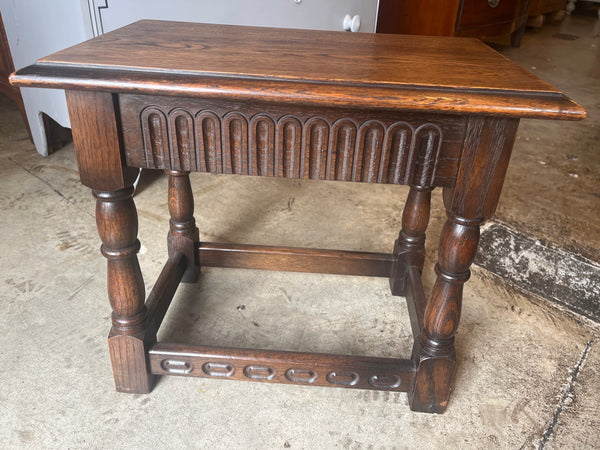 Carved English Oak Joint Stool