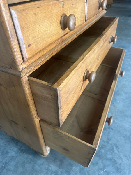 Pine Chest with Band of Molding and Scalloped Apron