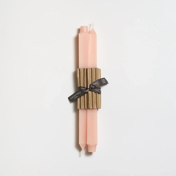 12" Square Taper Handmade Beeswax Candles: Blush