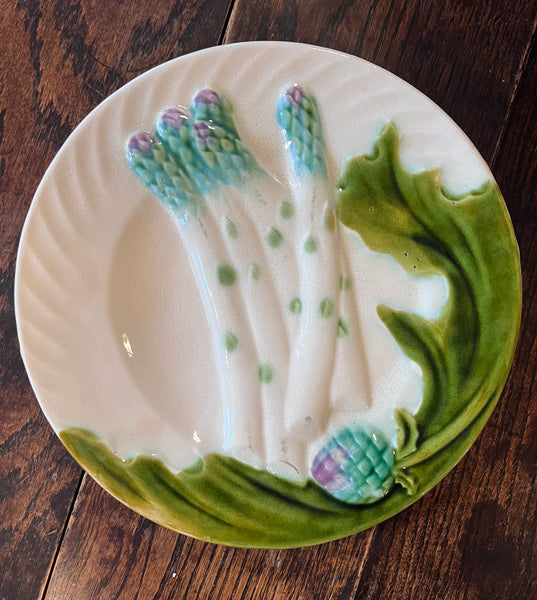Asparagus Plate, Cream with Green