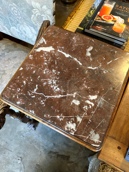 French Marble Top Bedside Cupboard