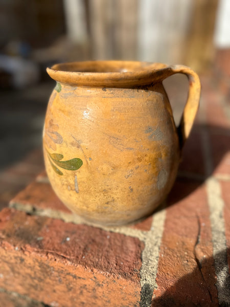 Pale Orange Pyrenees Jug with Grey and Green Floral Design