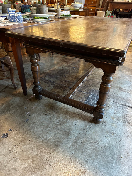 Oak Dining Table with Stretcher Base
