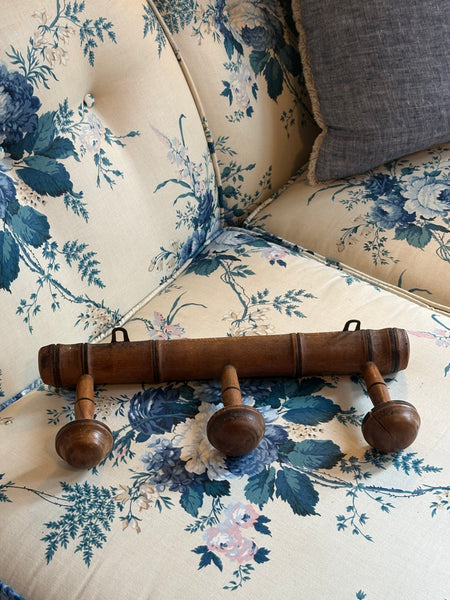 French Faux Bamboo Coat Hooks, 3 Hooks