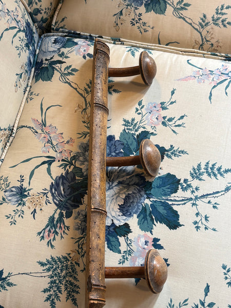 French Faux Bamboo Coat Hooks, 3 Hooks