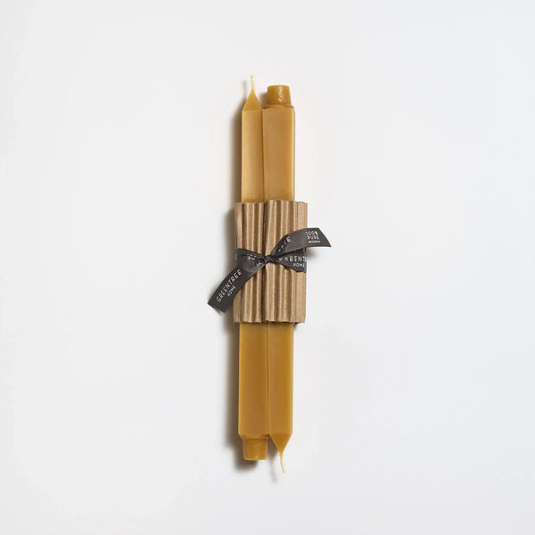 12" Square Taper Handmade Beeswax Candles: Antique