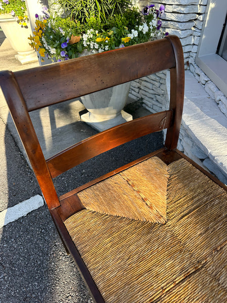 Rare French Walnut and Rush Seat Banquette