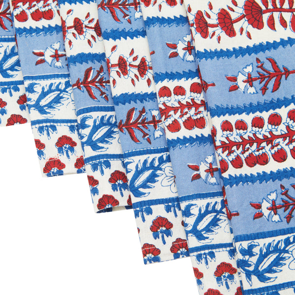 Avignon Napkins Red & Blue Set of 6