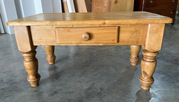 Small Pine Coffee Table with One Drawer