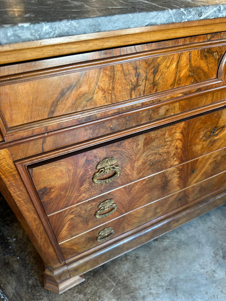 Walnut Marble Top Commode