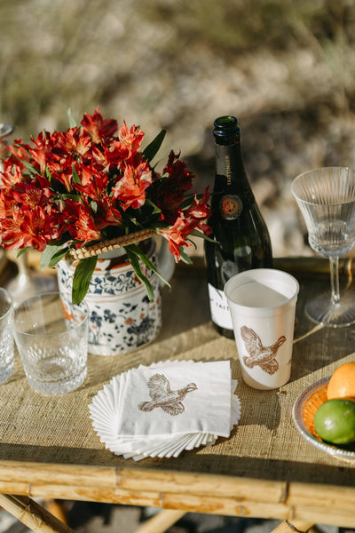 Quail White Cocktail Napkins