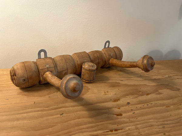 French Pine Coat Rack, 2 Hooks