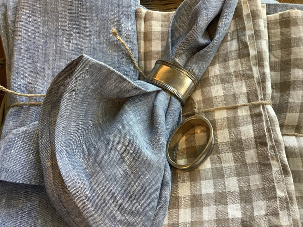 Vintage Smooth Oval Pewter Napkin Ring, Set of 2