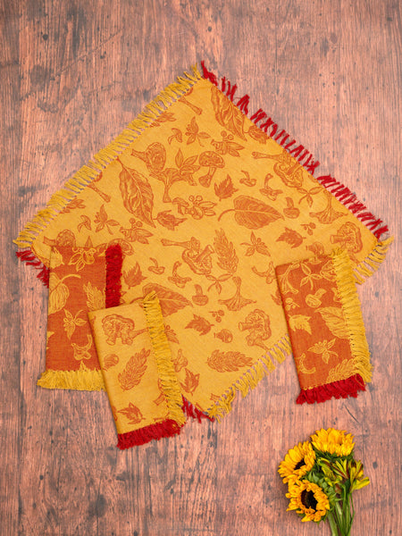 Mushroom Jacquard Napkin Set of 4 - Gold Rust