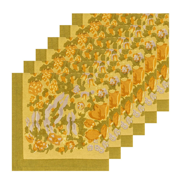 Jardin Mustard & Grey | Napkins - Set of 6
