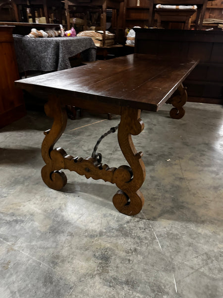 French Oak and Iron Spanish-Style Table