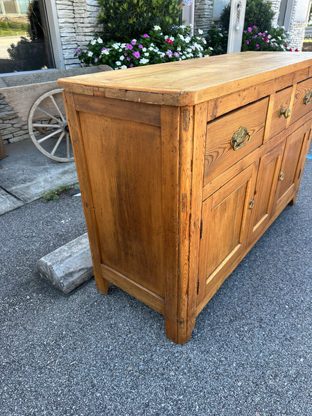 Victorian Pine Dresser Base with Brass Hardware