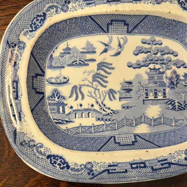 Small Blue Willow Platter, Staffordshire