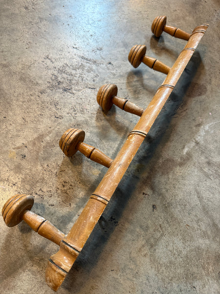 French Faux Bamboo Coat Hooks, 5 Hooks