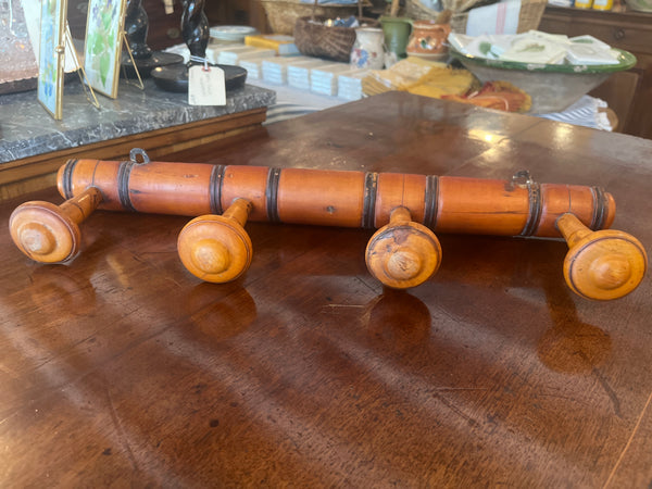 French Faux Bamboo Coat Rack, 4 Hooks