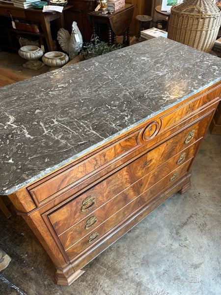 Walnut Marble Top Commode