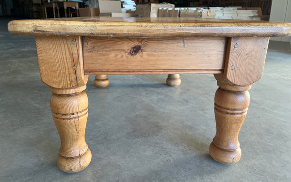 Small Vintage Pine Coffee Table with Turned Legs