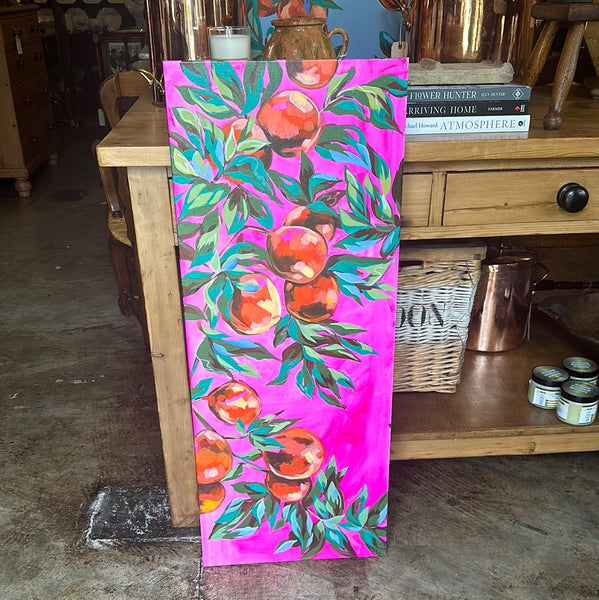 Oranges with Neon Pink Background