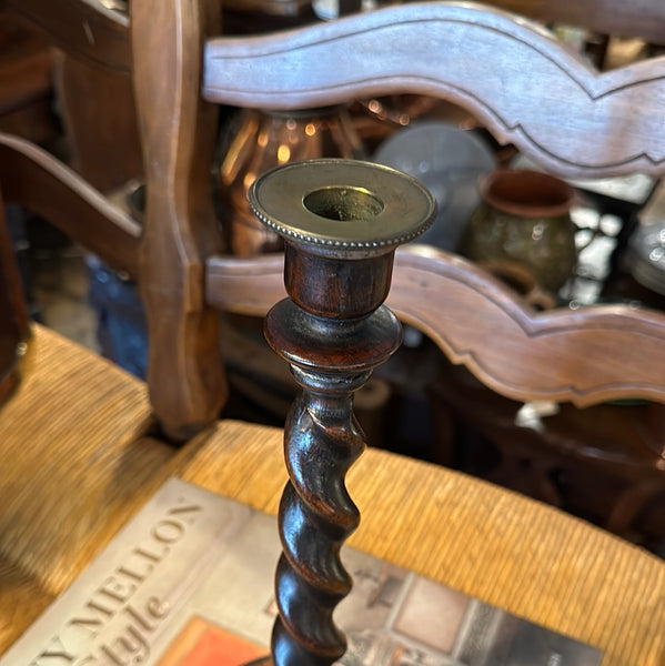 Single Barley Twist Candlestick with Brass Top