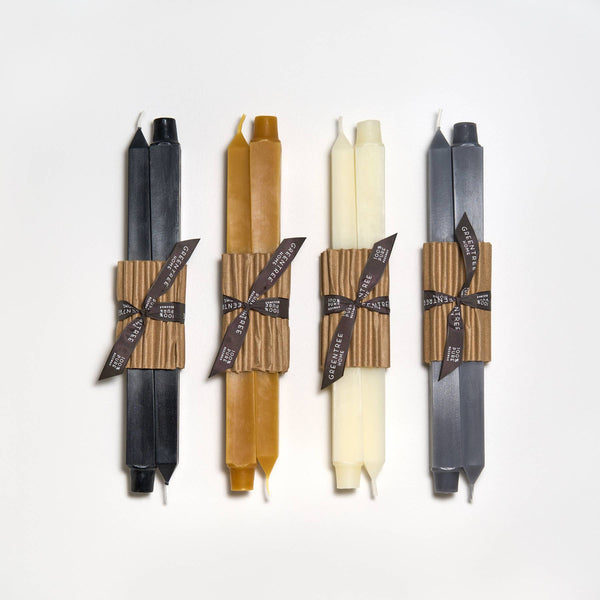 12" Square Taper Handmade Beeswax Candles: Celadon