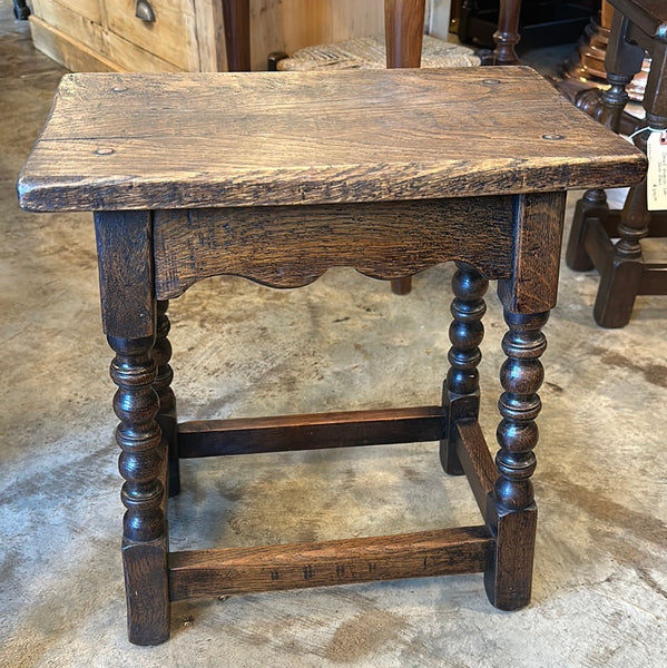 Small English Oak Bobbin Leg Stool