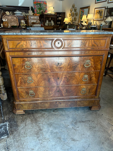 Walnut Marble Top Commode
