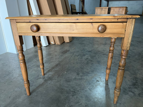 Narrow English Pine Table with Turned Legs
