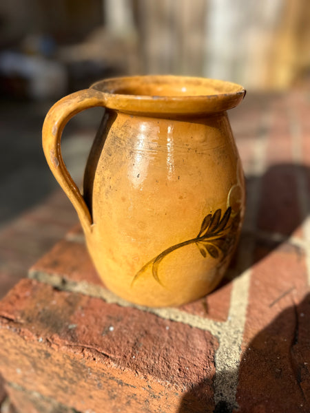 Pale Orange Pyrenees Jug with White and Green Floral Design