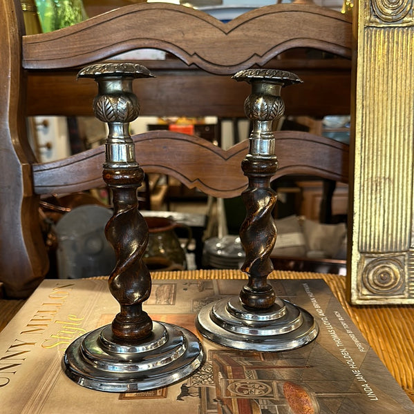 Pair of Barley Twist Candlesticks