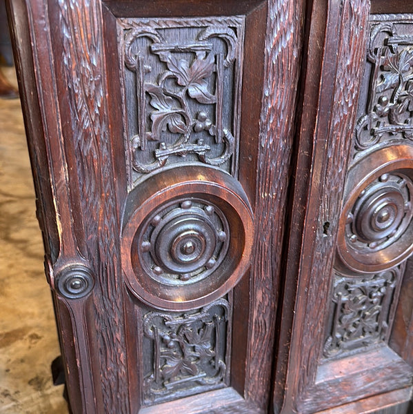 Carved Oak Wall Cupboard, England