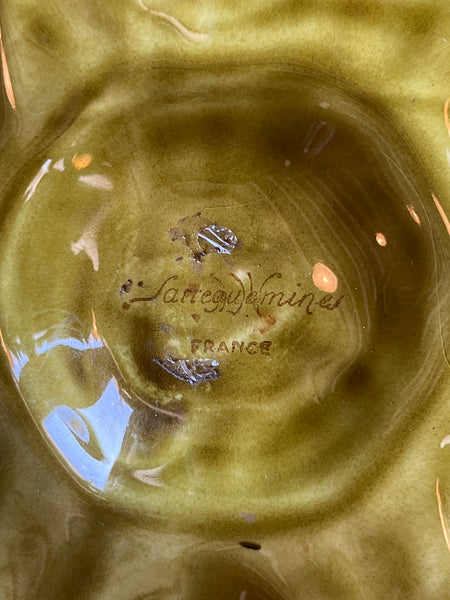 Vintage Sarreguemines Olive Green Oyster Plate