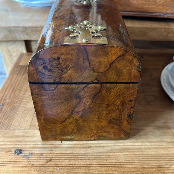 Victorian Burr Walnut and Brass Tea Caddy