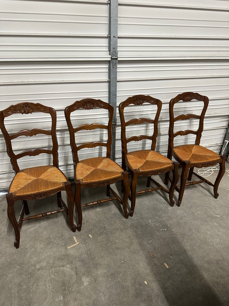 Set of 2 French Ladder Back, Rush Seated Chairs