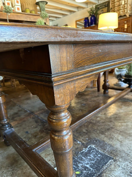 Oak Dining Table with Stretcher Base