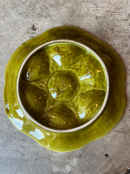 Vintage Sarreguemines Olive Green Oyster Plate