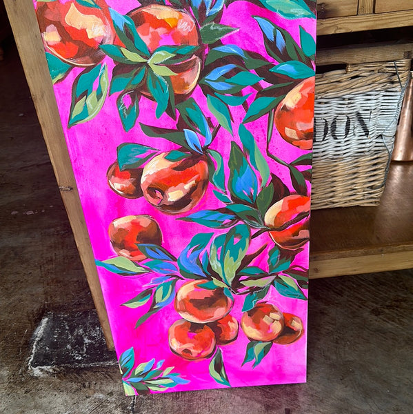 Oranges with Neon Pink Background