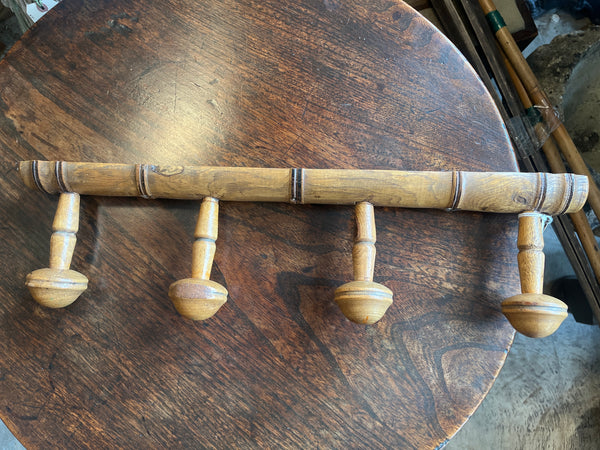 French Faux Bamboo Coat Rack, 4 Hooks